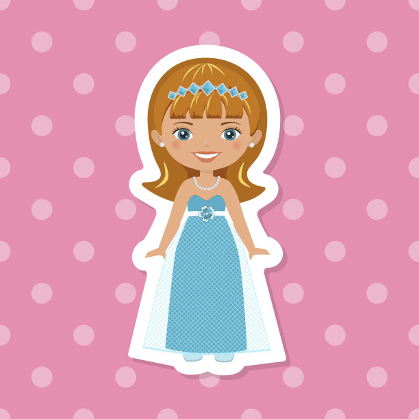 可爱的公主穿着漂亮的衣服贴纸图片下载