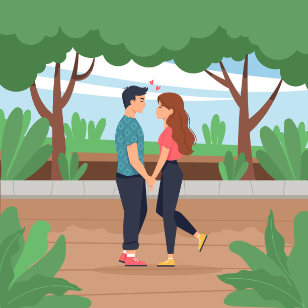 相爱的情侣手牵手，想要亲吻图片下载