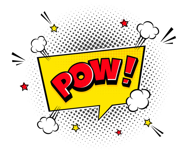 Pow漫画语音泡泡半色调阴影文字表达复古漫画风格扁平化设计。图片下载