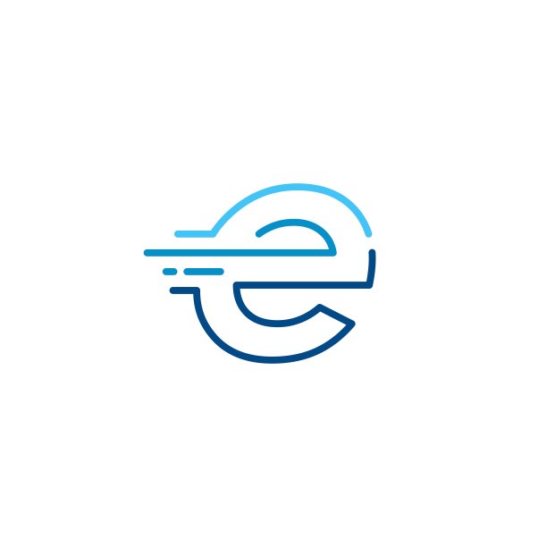 E字母破折号小写科技数字快速快速交付运动线轮廓单线蓝色矢量图标插图图片下载