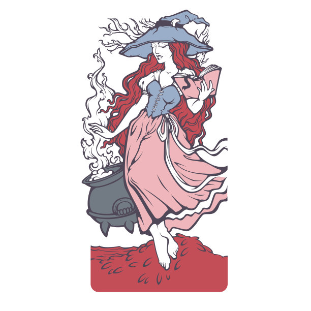 戴着魔法帽的年轻女巫的肖像图片下载