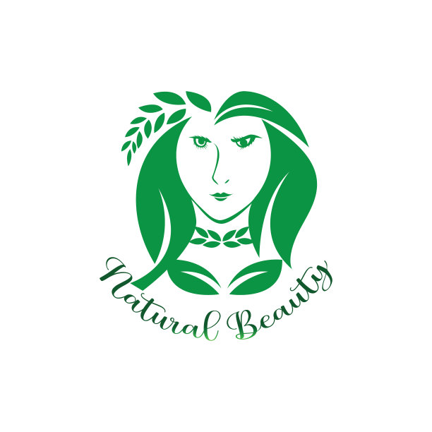 自然美丽的女人标志和叶子设计图片下载