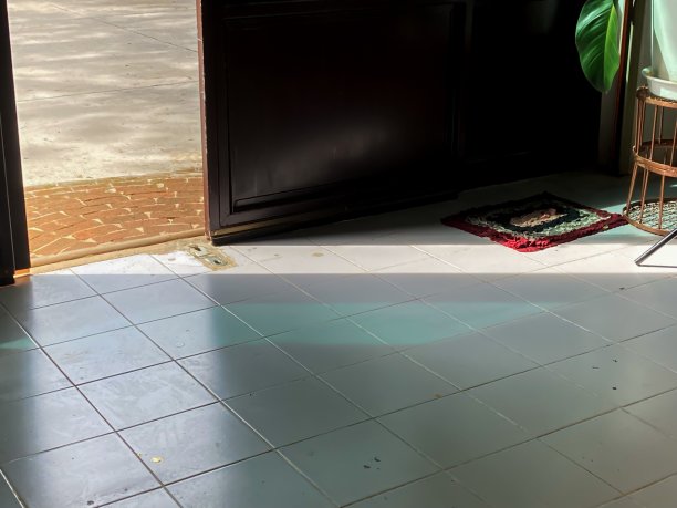 门打开时，阳光照进了房间。图片下载