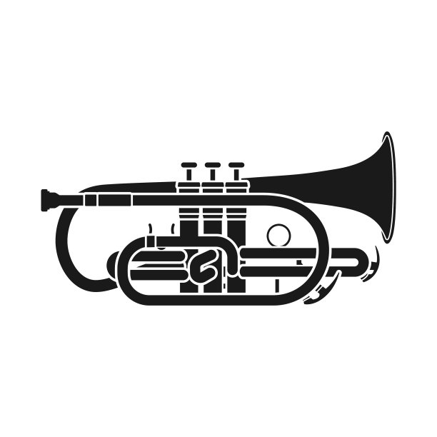 短号乐器的剪影图片下载