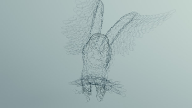 黑鹰猛禽线框雕塑图片下载