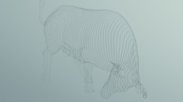 黑色公牛肌肉3d线条艺术线框雕塑图片下载