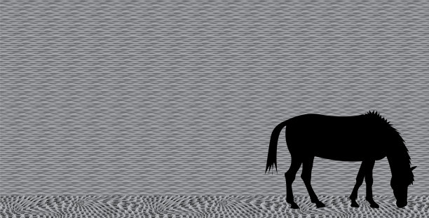 在石墙附近吃草的马图片下载