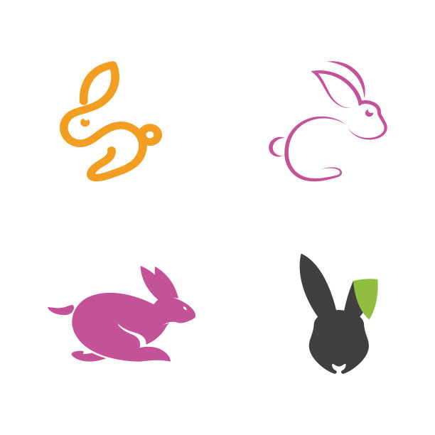 兔子矢量图标插图设计图片下载