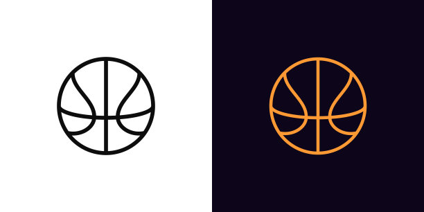 轮廓篮球图标，与可编辑的stroke。线性篮球符号，球象形图片下载