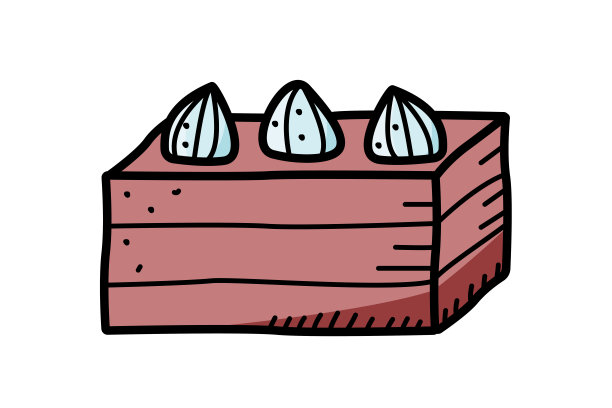 甜巧克力蛋糕与奶油，矢量插图涂鸦风格图片下载