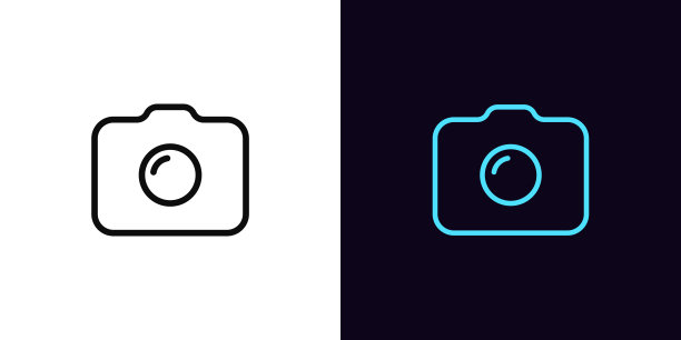 轮廓照片相机图标，带有可编辑的笔触。线性摄像标志，照片拍摄象形图图片下载