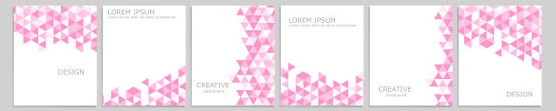 集向量盖笔记本设计。抽象粉红极小三角形半色调模板设计笔记本纸，小册子，书，杂志。计划和日记封面印刷图片下载
