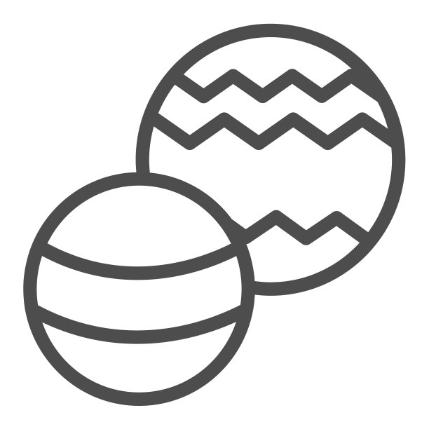 两个球，玩具线图标，玩具概念，玩球矢量标志在白色背景，轮廓风格图标为移动概念和网页设计。矢量图形。图片下载