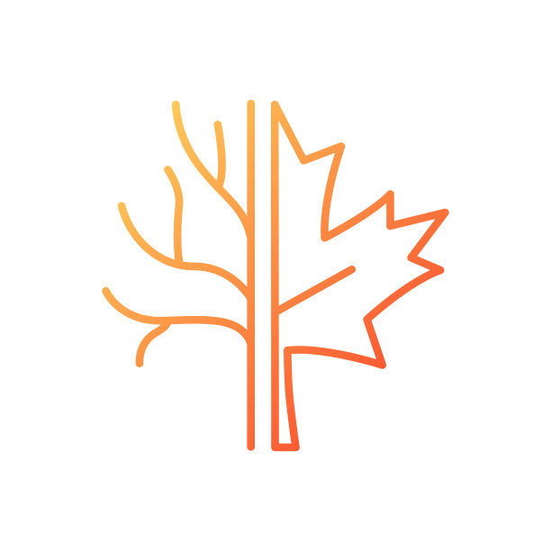 枫树梯度线性矢量图标图片下载