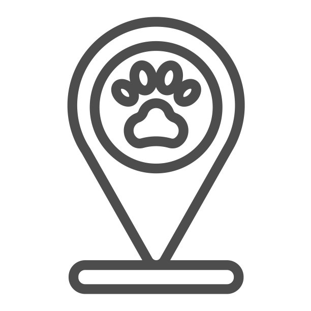 定位针与宠物爪印线图标，宠物概念，地图指针与爪印矢量符号在白色背景上，轮廓风格图标的移动概念和网页设计。矢量图形。图片下载