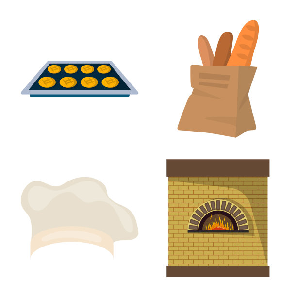 面包店与自然标志集的孤立对象图片下载