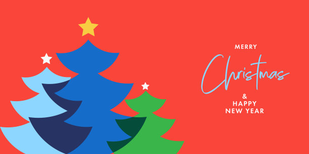圣诞快乐，新年快乐贺卡，海报，节日封面。现代圣诞节设计在明亮的色彩极简风格。图片下载