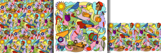 园林印花和无缝边界和图案图片下载