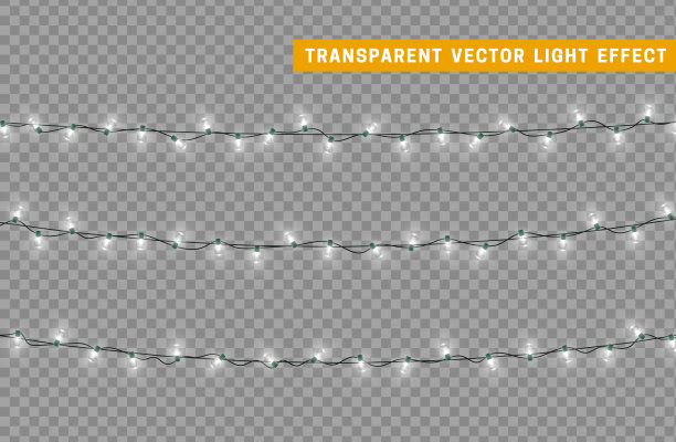 圣诞灯花环。节日的设计元素。庆祝现实的对象。节日圣诞节装饰。新年灯光效果孤立。矢量插图。图片下载