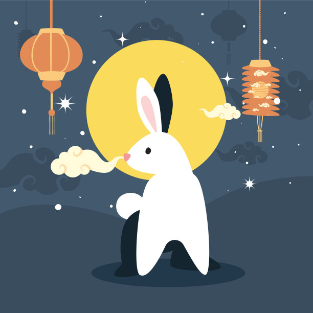 兔子和中秋灯图片下载