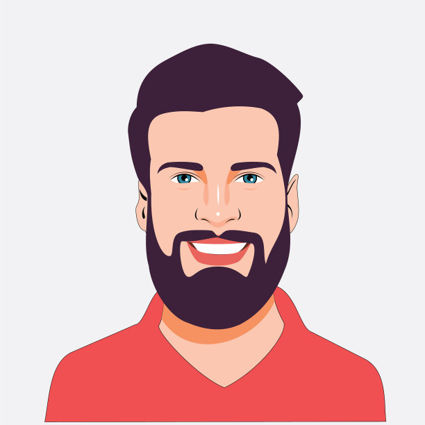 穿红t恤的大胡子男人图片下载