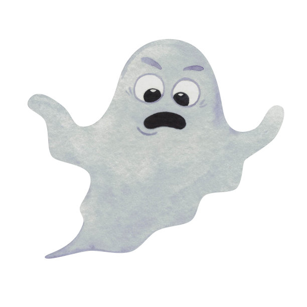 水彩插图幽灵。神秘人物。漫画风格的插图。不给糖就捣蛋。黑暗的象征。可怕的幽灵。图片下载