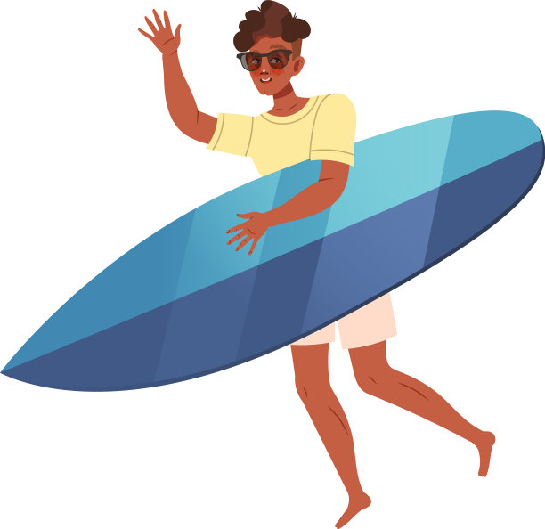 和戴着太阳镜的冲浪男走在一起图片下载