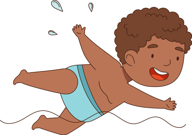 非裔美国小男孩穿着泳衣游泳图片下载