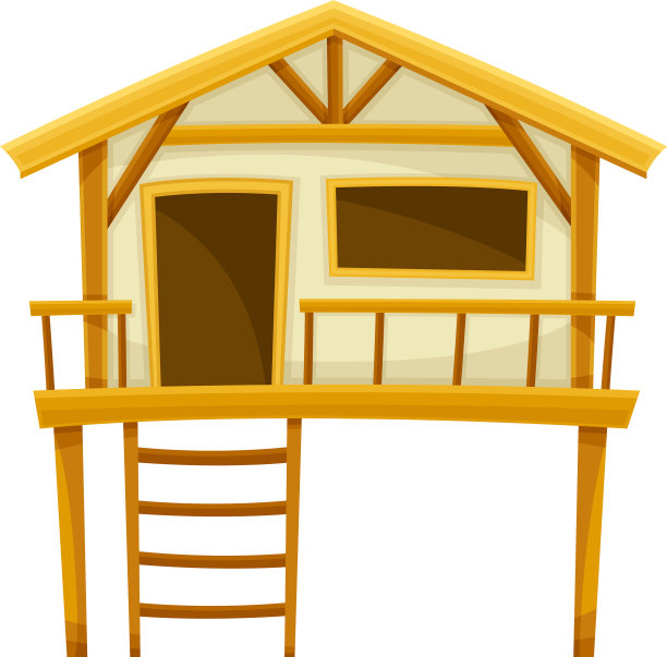 带梯子的热带木屋或平房图片下载