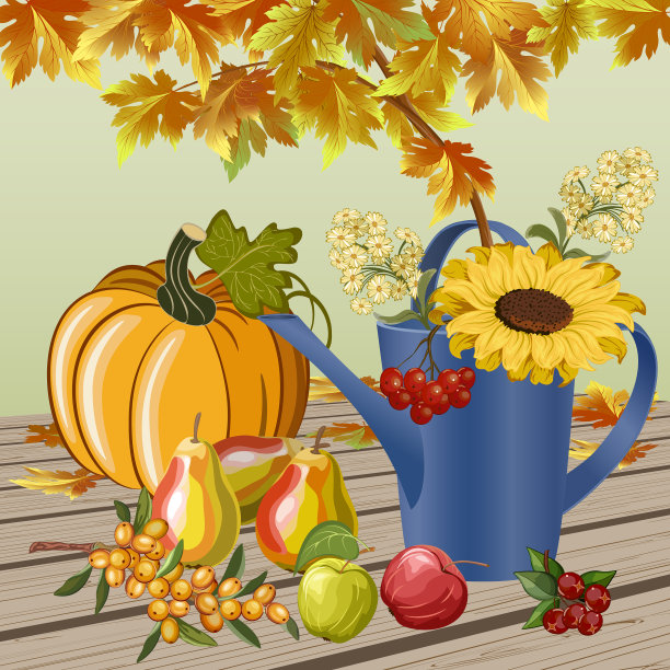 带着果实和秋叶图片下载