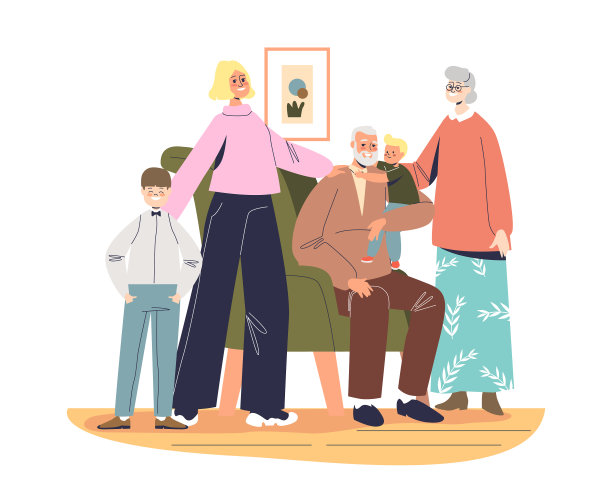 快乐的祖父母和孙辈在一起图片下载