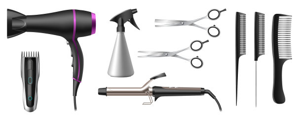 现实的美发师沙龙或理发店工具图片下载
