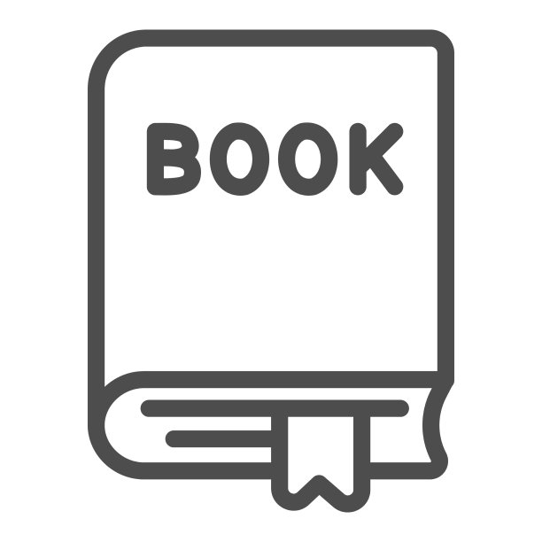 闭合的厚书与丝带书签线图标图片下载