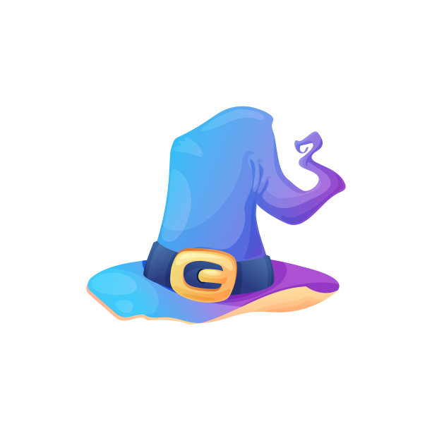 卡通女巫帽子图标蓝色魔术师帽子图片下载
