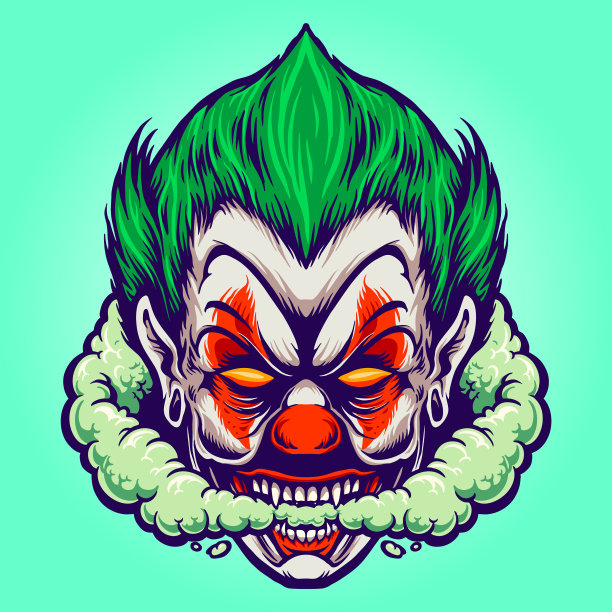 大头小丑吸着烟云图片下载