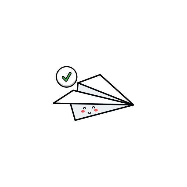 可爱的折纸飞机人物微笑快乐的吉祥物图片下载