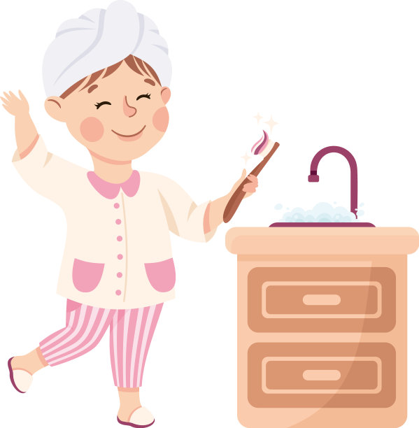 小女孩在浴室里忙着刷牙图片下载