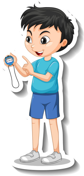 卡通人物贴纸与运动教练男孩图片下载