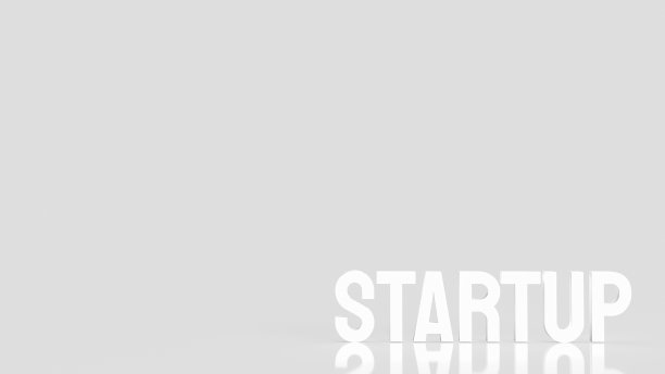 商业概念3d渲染的启动白色文本图片下载