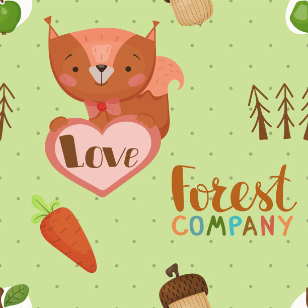 无缝模式的儿童与松鼠图片下载