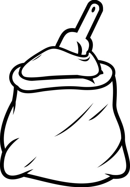 面粉袋和面粉勺图片下载