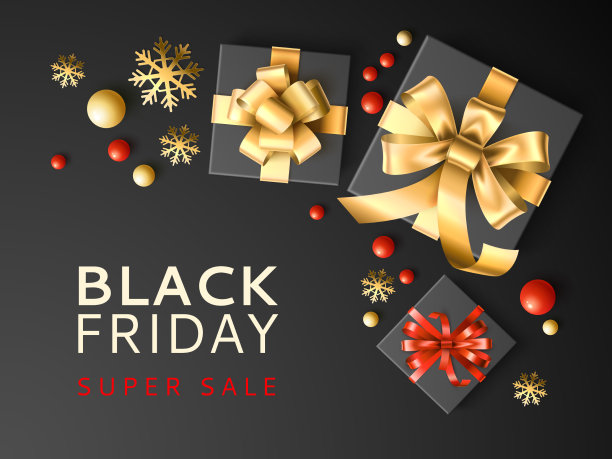 礼品盒销售黑色星期五折扣横幅图片下载