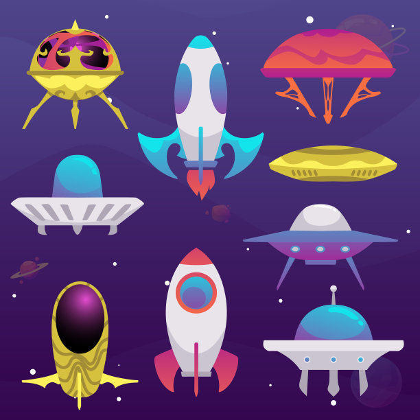 宇宙飞船，飞碟和火箭使用外星人图片下载