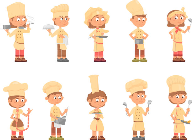 小孩烹饪厨师小孩烹饪卡通图片下载