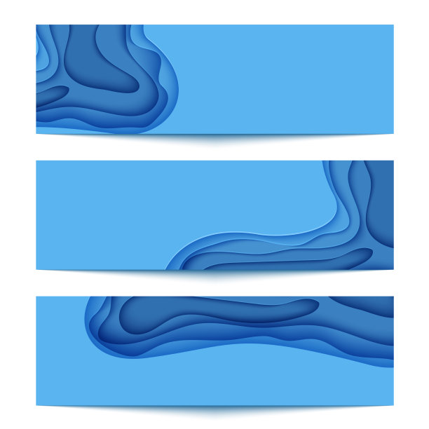 三个抽象的水平蓝色传单收集图片下载