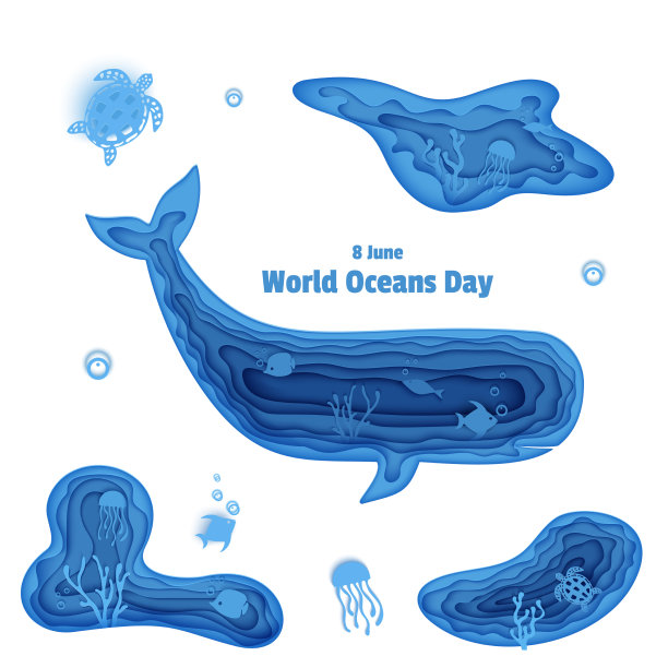 纸上剪下的抹香鲸剪影图片下载