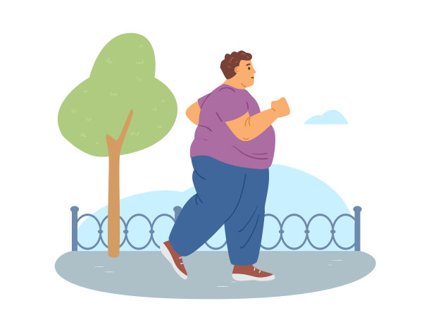 超重的胖子在户外跑步或慢跑图片下载