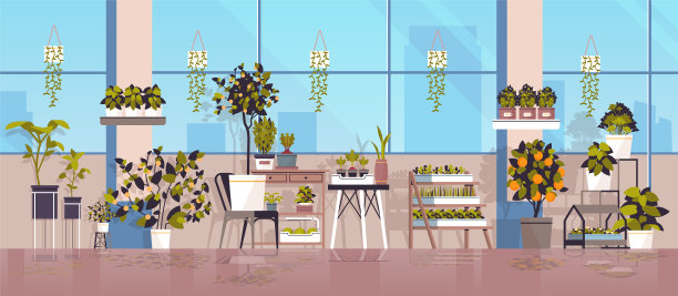 温室盆栽植物的架子园艺图片下载