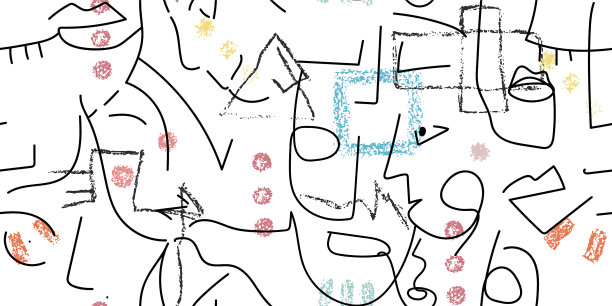 一条线画抽象面无缝图案图片下载