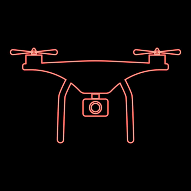 霓虹灯无人机红色平面风格图像图片下载